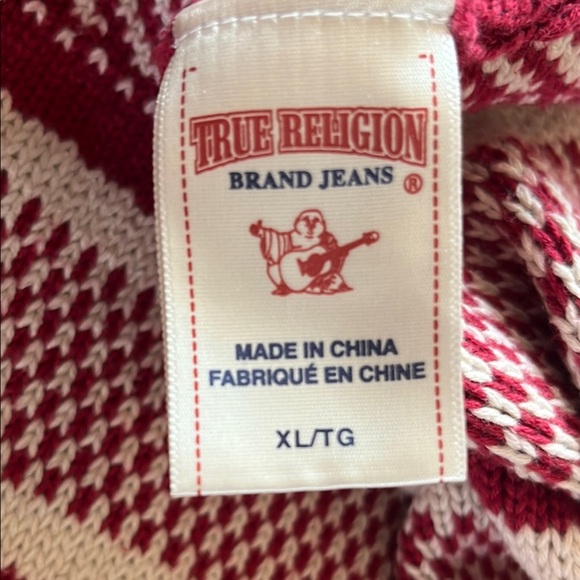 True Religion Red and White Y2K Sweater - Picture 5 of 8